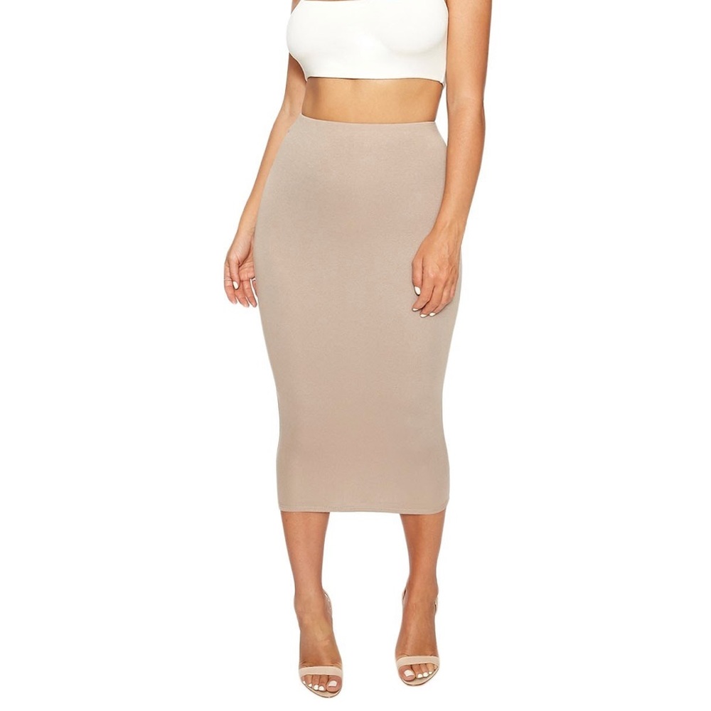 Naked Wardrobe nude high waist stretchy midi skirt - Picture 2 of 7